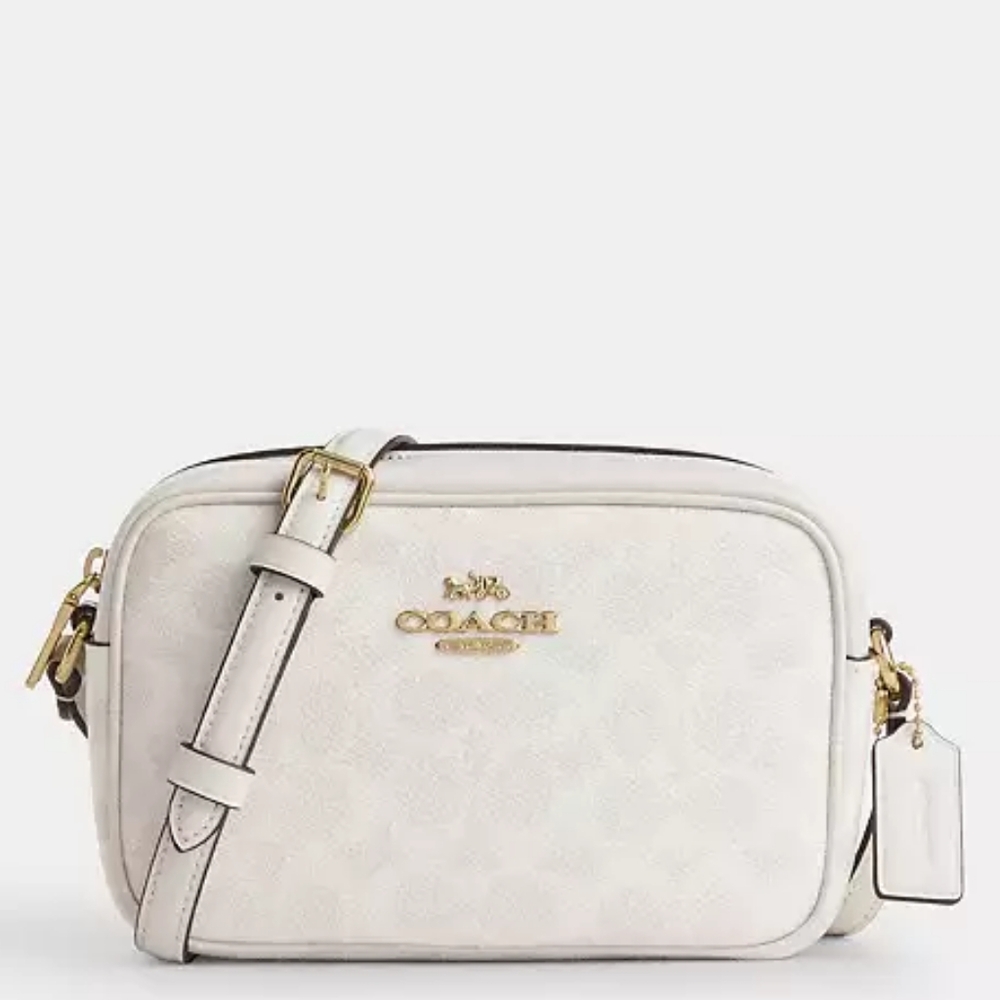 🤍 Coach Mini Jamie Glacier White Chalk Signature Crossbody Camera Bag C9926